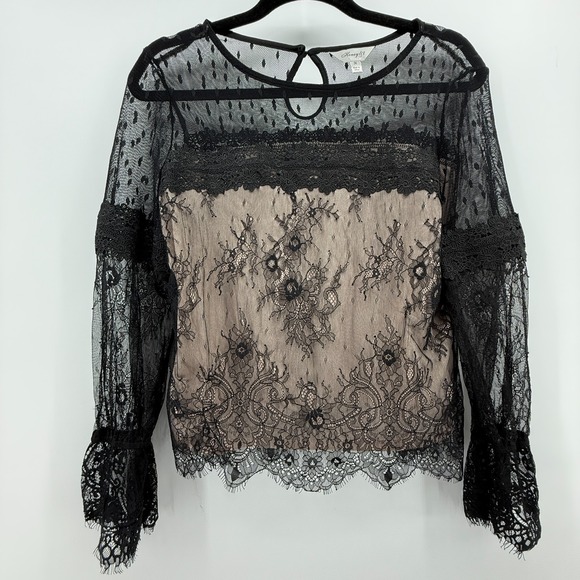 Tops - Honey & t Black Lace Crochet Whimsigoth Fairy Grunge Romantic‎ Top Size M Sheer